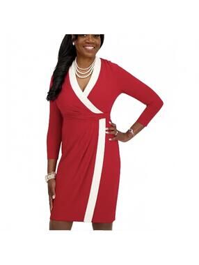 Kasper XXL Women's City Wrap V-Neck Dress